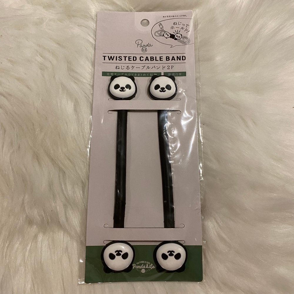 Panda Twisted Cable Band. Cue Panda Face Design. Black/White